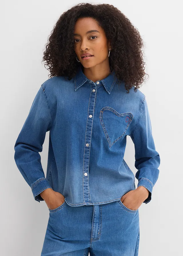Spijkeroverhemd met biologisch katoen, Kleur: lichtblauw denim