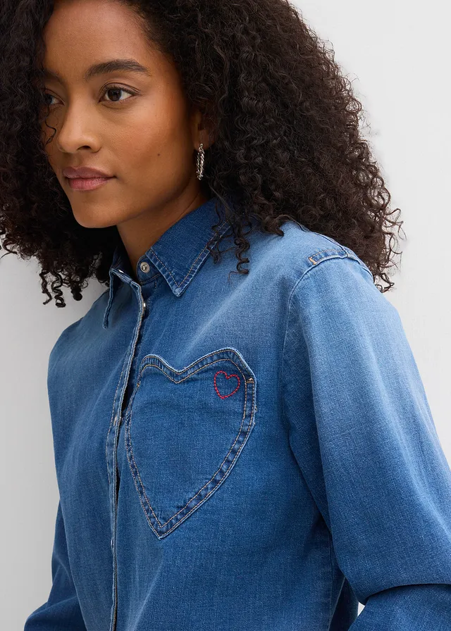 Džínsová košeľa s bio bavlnou • svetlomodrá denim • obchod bonprix