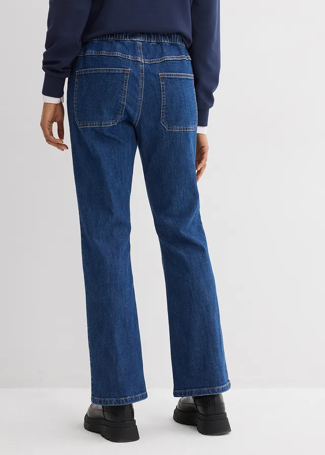 Jean bootcut taille mi-haute et élastiquée • bleu denim used • product-page.page-title-suffix