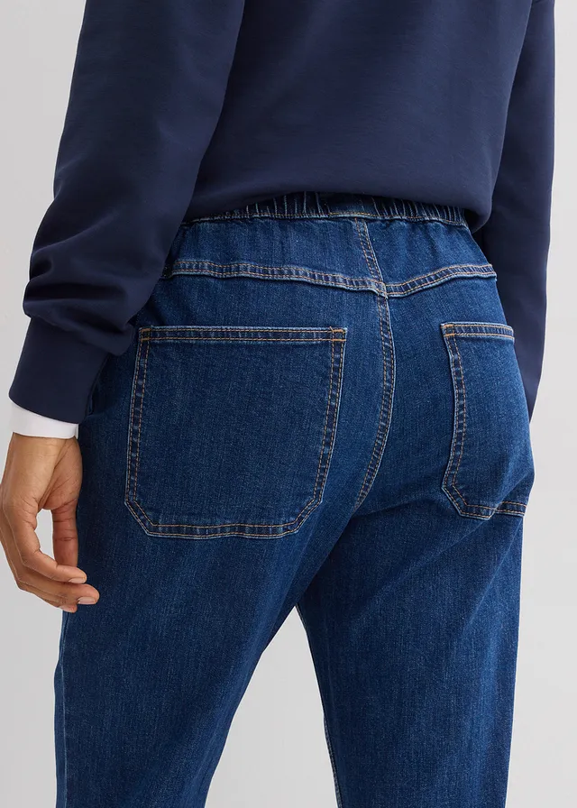 Jean bootcut taille mi-haute et élastiquée • bleu denim used • product-page.page-title-suffix