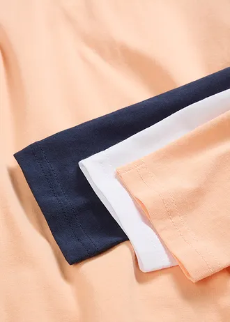 Hosszú ujjú póló tiszta bio-pamutból (3 db-os csomag) • sötétkék+melba+fehér • bonprix áruház