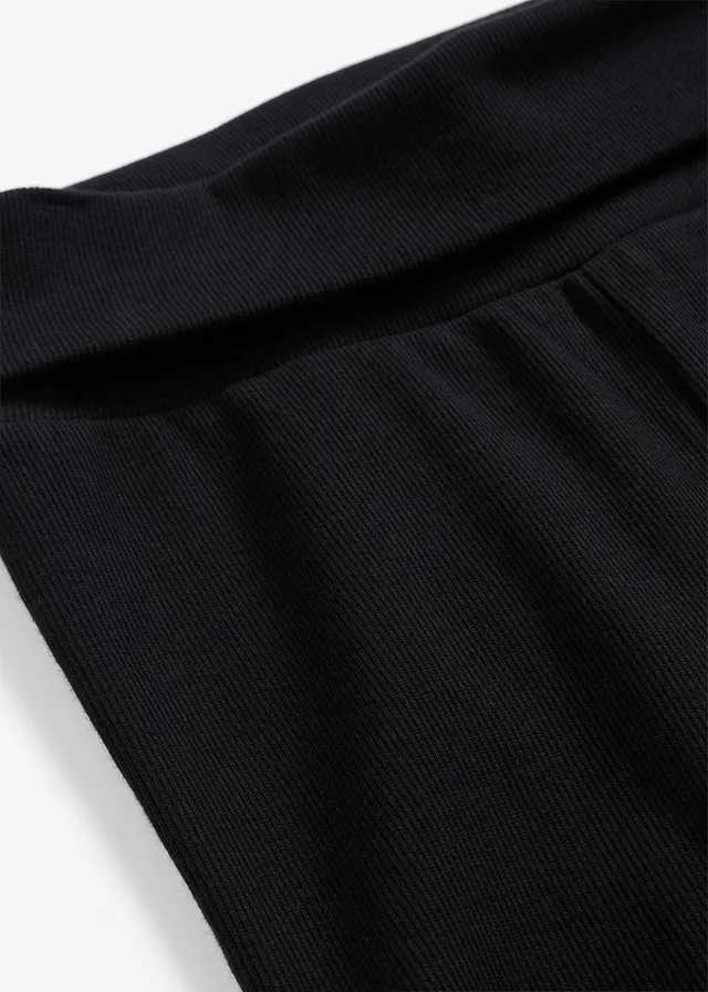 Pantalon en jersey de coton côtelé, Couleur: noir
