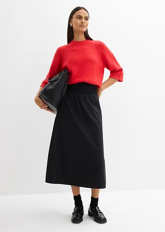 Midi rok van puur katoen, Kleur: zwart