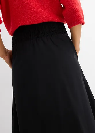 Fustă midi din bumbac 100% • negru • magazin bonprix