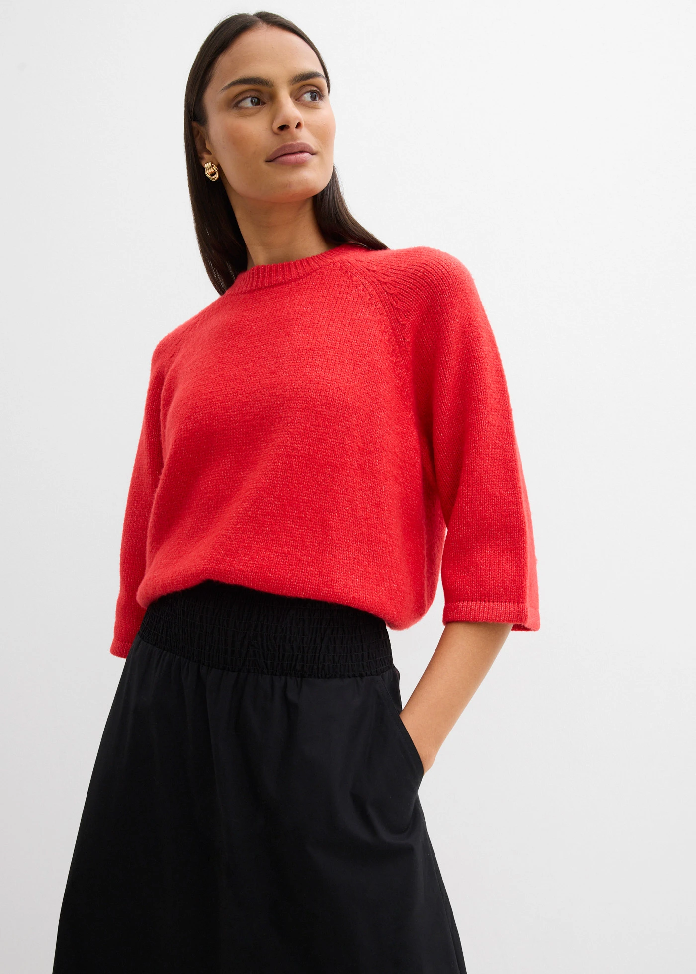 Jupe midi 100% coton • noir • Boutique bonprix