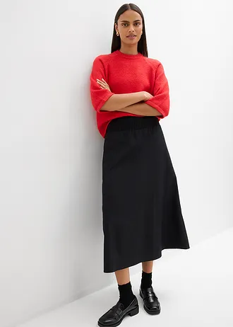 Fustă midi din bumbac 100% • negru • magazin bonprix