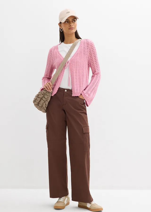 Gilet en maille ajourée marron