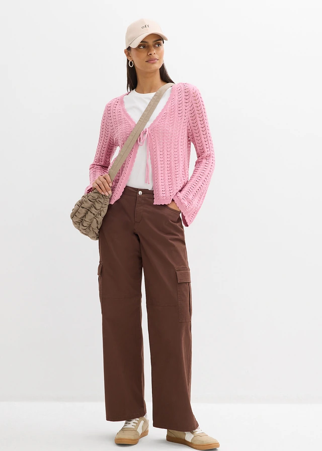 Gilet en maille ajourée, Couleur: orchidée fumé