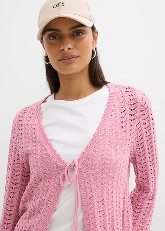 Jachetă tricotată cu model perforat • violet-orhidee fumuriu • magazin bonprix