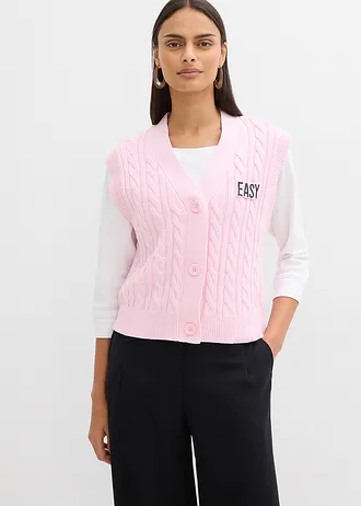Gilet sans manches en maille, Couleur: rose cristal