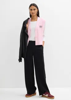 Vestă tricotată largă, culoare: roz cristal