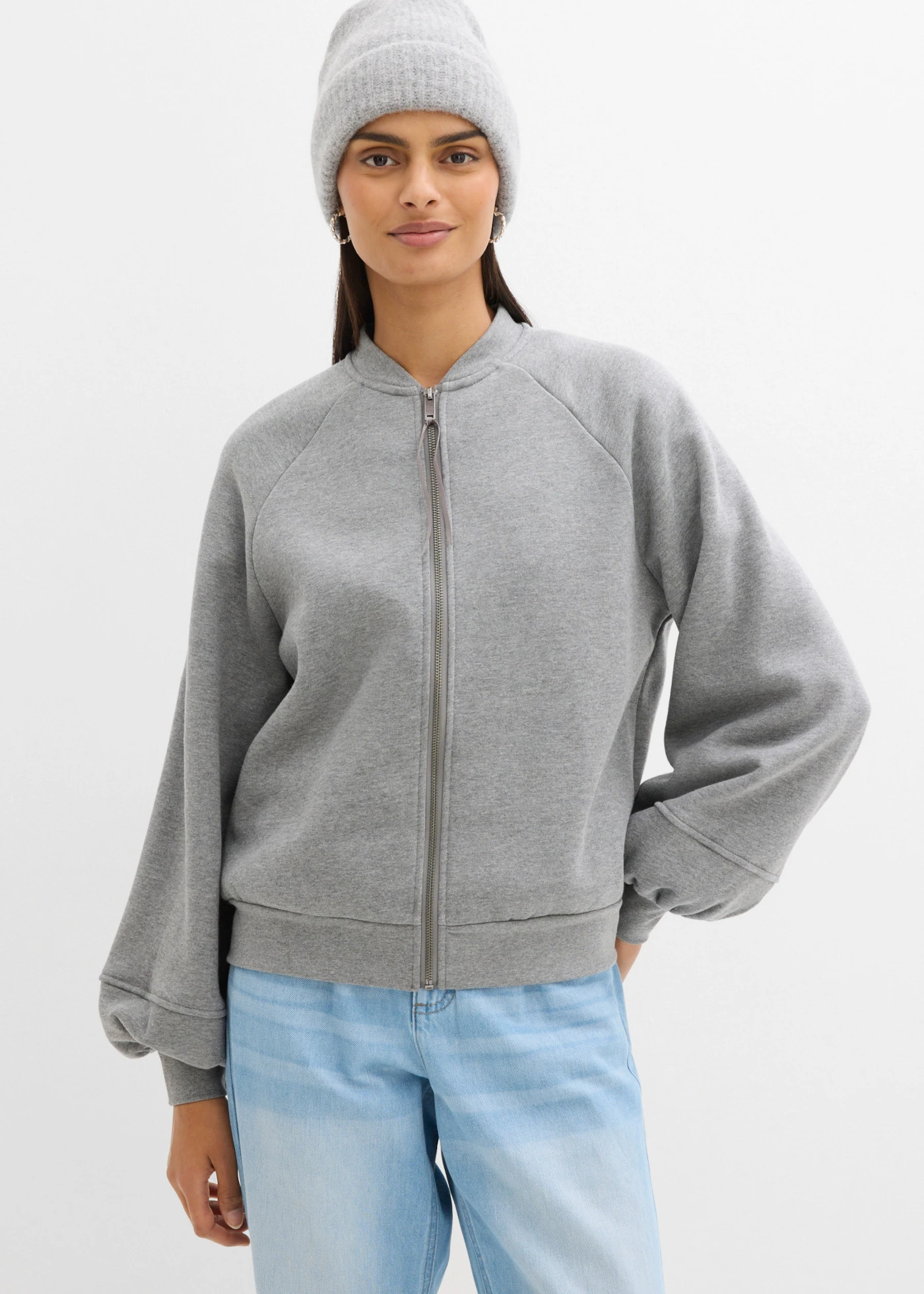 Bluzon cu mâneci bufante • gri melanj • magazin bonprix