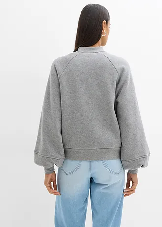 Bomber met ballonmouwen, Kleur: grijs gemêleerd