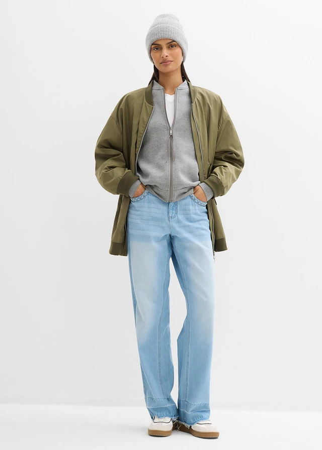 Blouson à manches ballon, Couleur: gris chiné