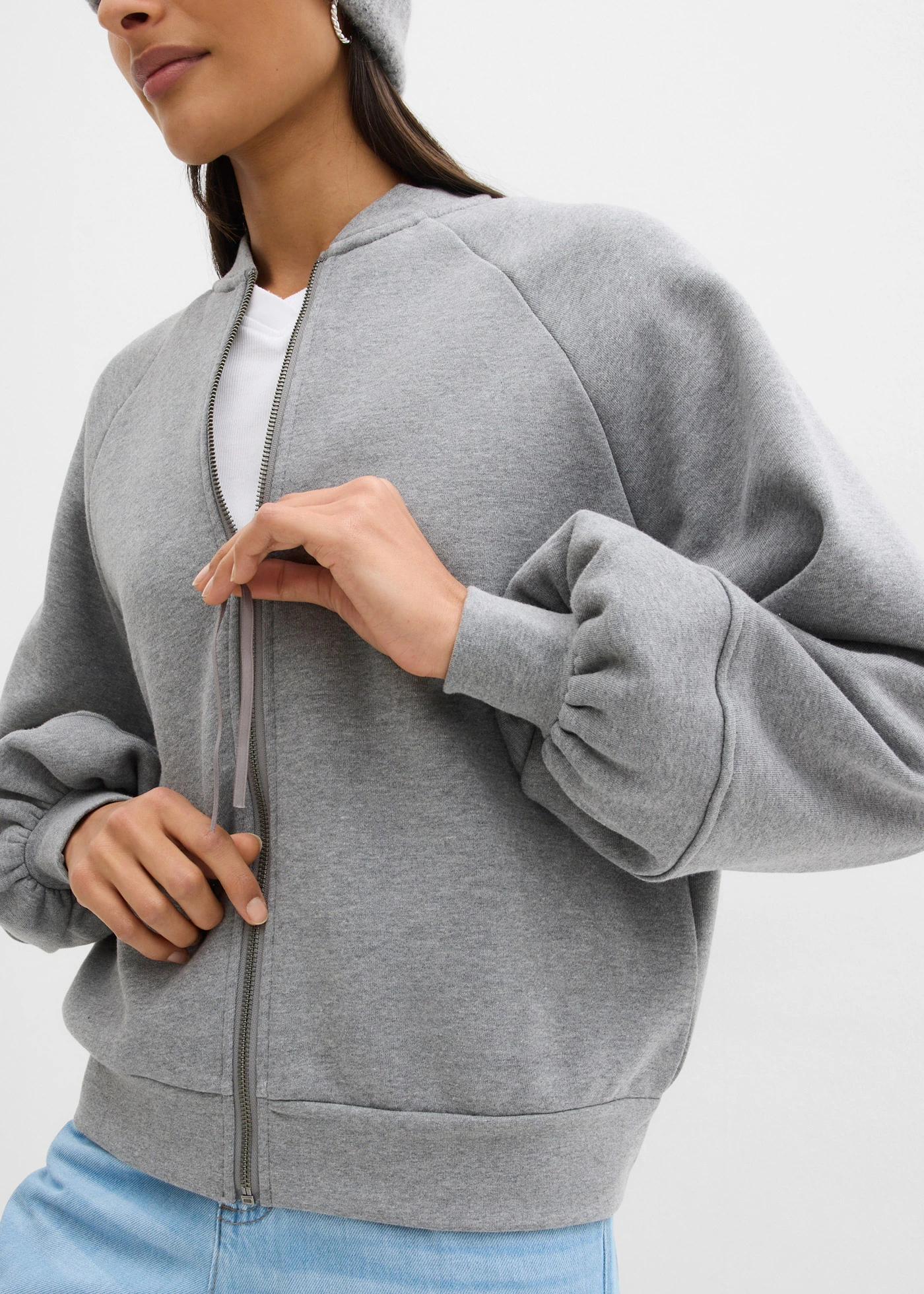 Bomber met ballonmouwen • grijs gemêleerd • bonprix online shop