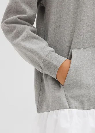 Robe sweat à base boule • gris clair chiné-blanc • Boutique bonprix
