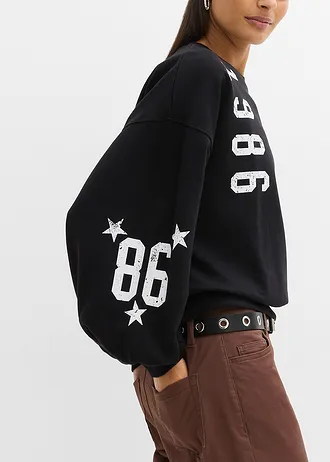 Sweat oversize 100% coton • noir/blanc • Boutique bonprix