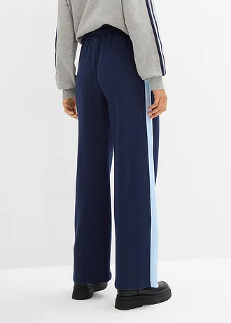 Sweatpants van een katoenmix, Kleur: donkerblauw/lichtblauw