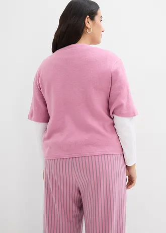 Fijn gebreid vest met strikjes, Kleur: mauve