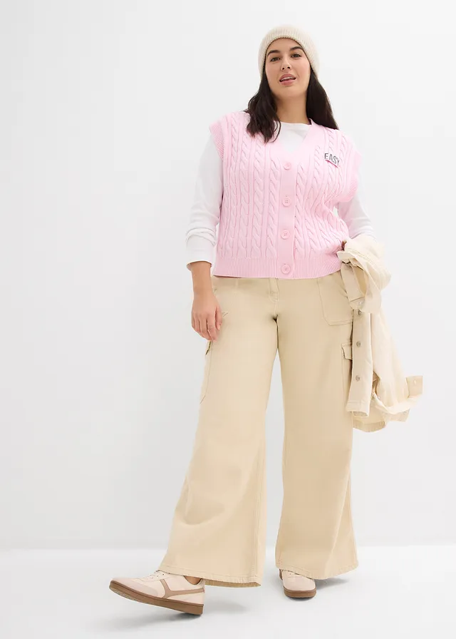Gilet sans manches en maille, Couleur: rose cristal