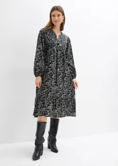 Rochie midi din bumbac • negru înflorat • magazin bonprix