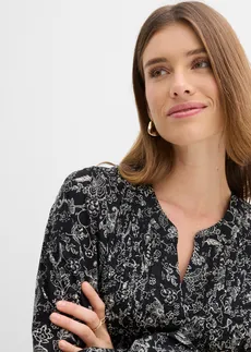 Rochie midi din bumbac • negru înflorat • magazin bonprix