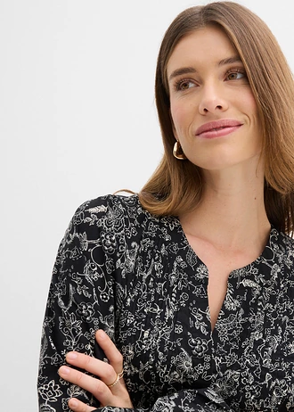 Sukienka midi z bawełny • czarny w kwiaty • sklep bonprix