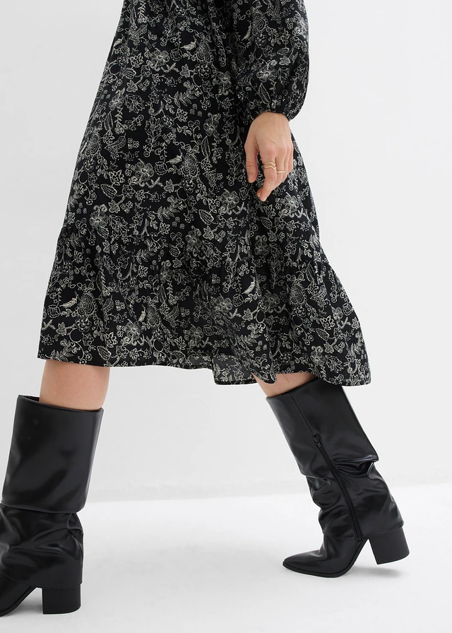 Midi jurk van katoen • zwart gebloemd • product-page.page-title-suffix