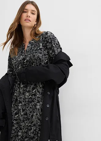 Midi jurk van katoen • zwart gebloemd • bonprix online shop