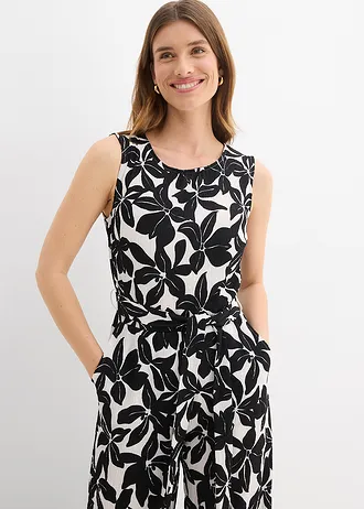 Jersey jumpsuit • crème-zwart gebloemd • bonprix online shop
