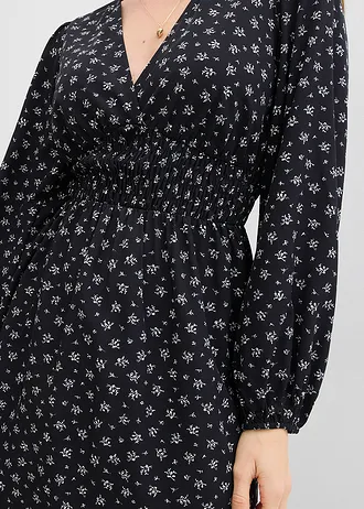 Robe courte à manches bouffantes • noir-blanc imprimé • Boutique bonprix