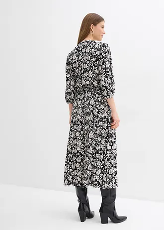Robe en jersey, Couleur: noir-écru floral