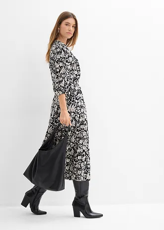 Robe en jersey • noir-écru floral • Boutique bonprix