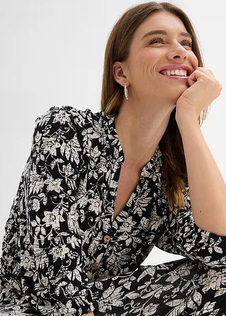 Robe en jersey viscose • noir-écru floral • Boutique bonprix