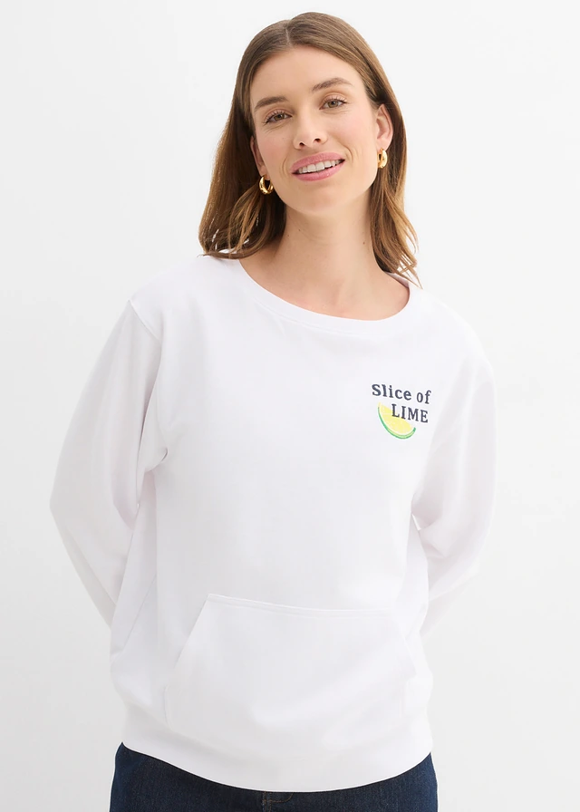 Sweater van puur katoen, Kleur: wit