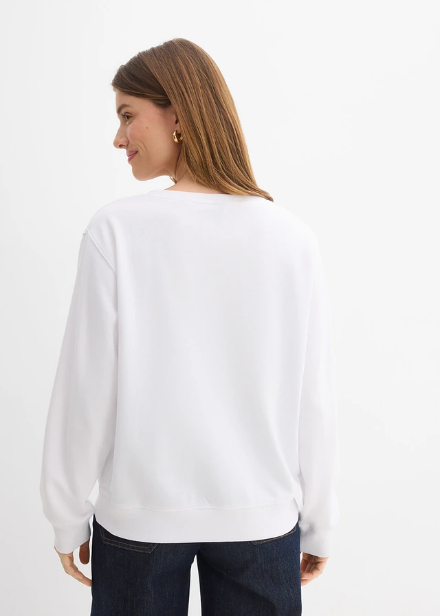 Sweater van puur katoen, Kleur: wit