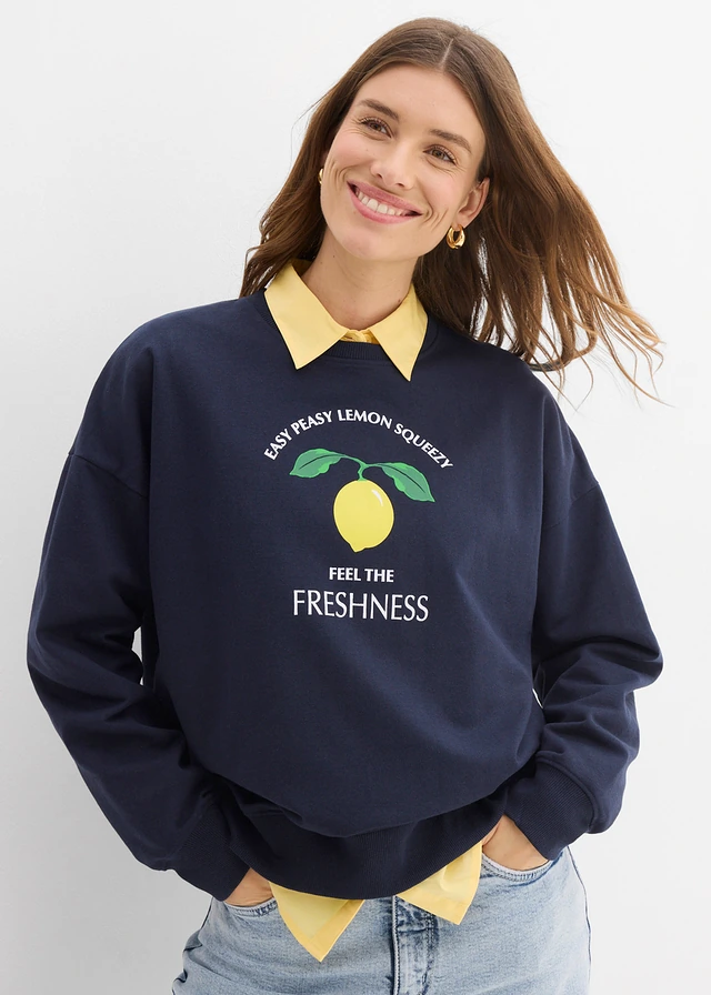 Oversized sweater, Kleur: donkerblauw