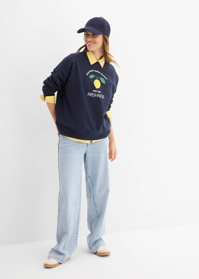 Sweat oversize, Couleur: bleu foncé