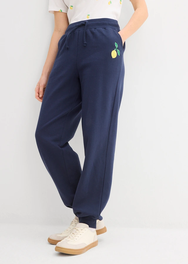 Pantalon sweat 100% coton, Couleur: bleu foncé