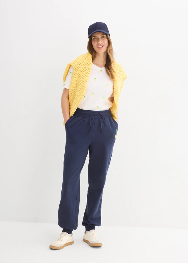 Pantalon sweat 100% coton, Couleur: bleu foncé