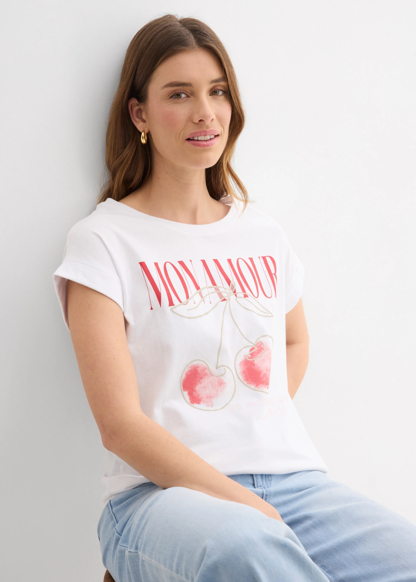 T-shirt z czystej bawełny • biały • sklep bonprix