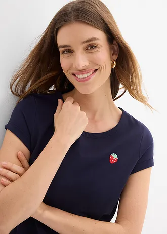 T-shirt van puur katoen • donkerblauw • bonprix online shop