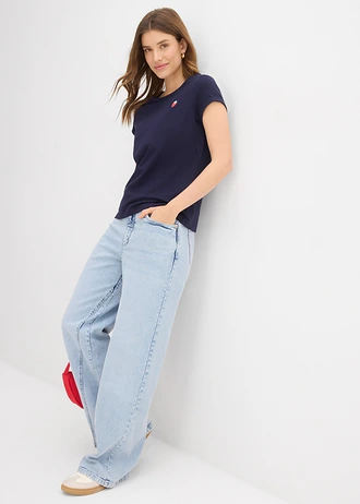 T-shirt z czystej bawełny • granatowy • sklep bonprix