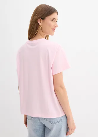 T-shirt van biologisch katoen met een print, Kleur: kristalroze met print