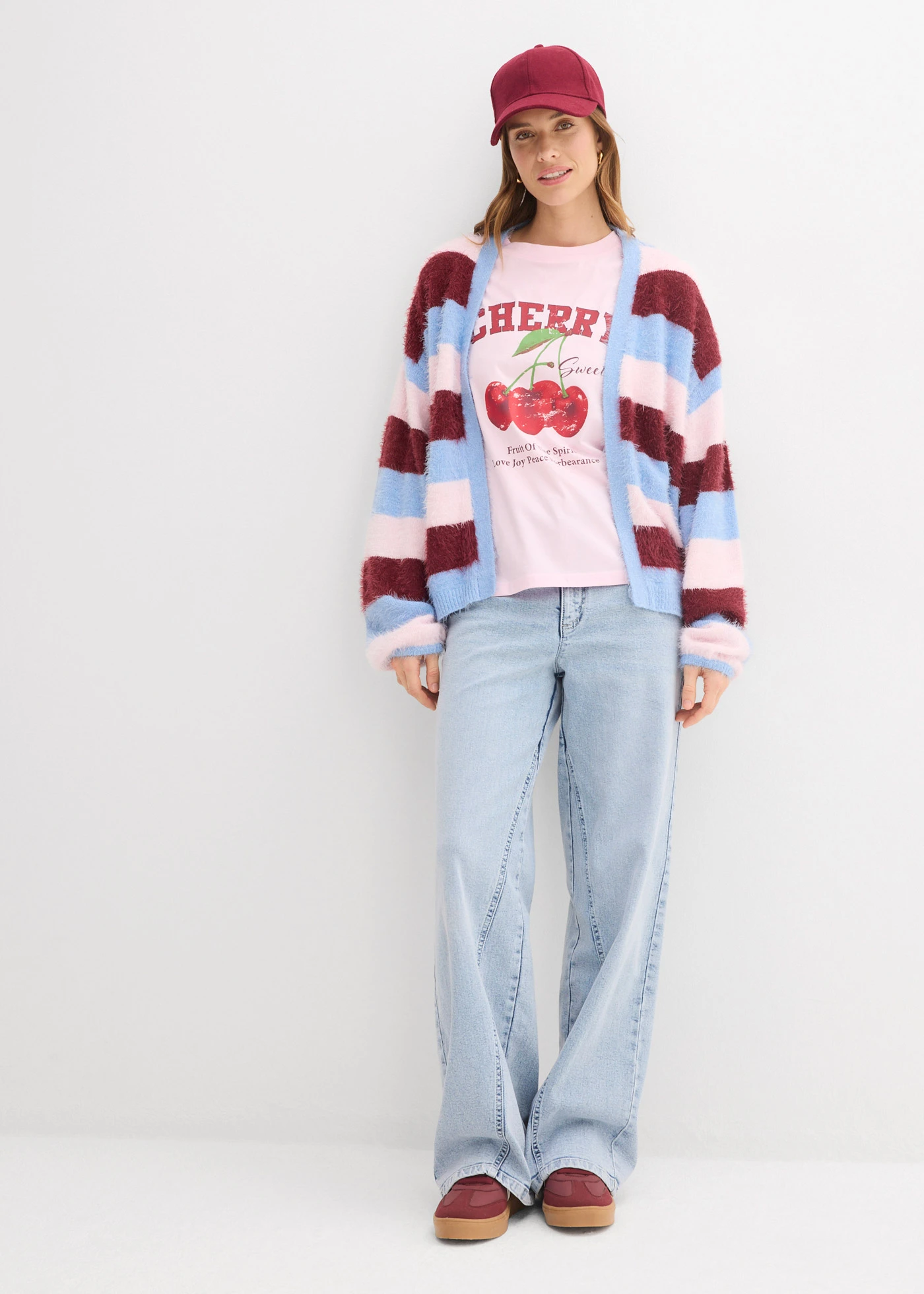 T-shirt van biologisch katoen met een print • kristalroze met print • bonprix online shop