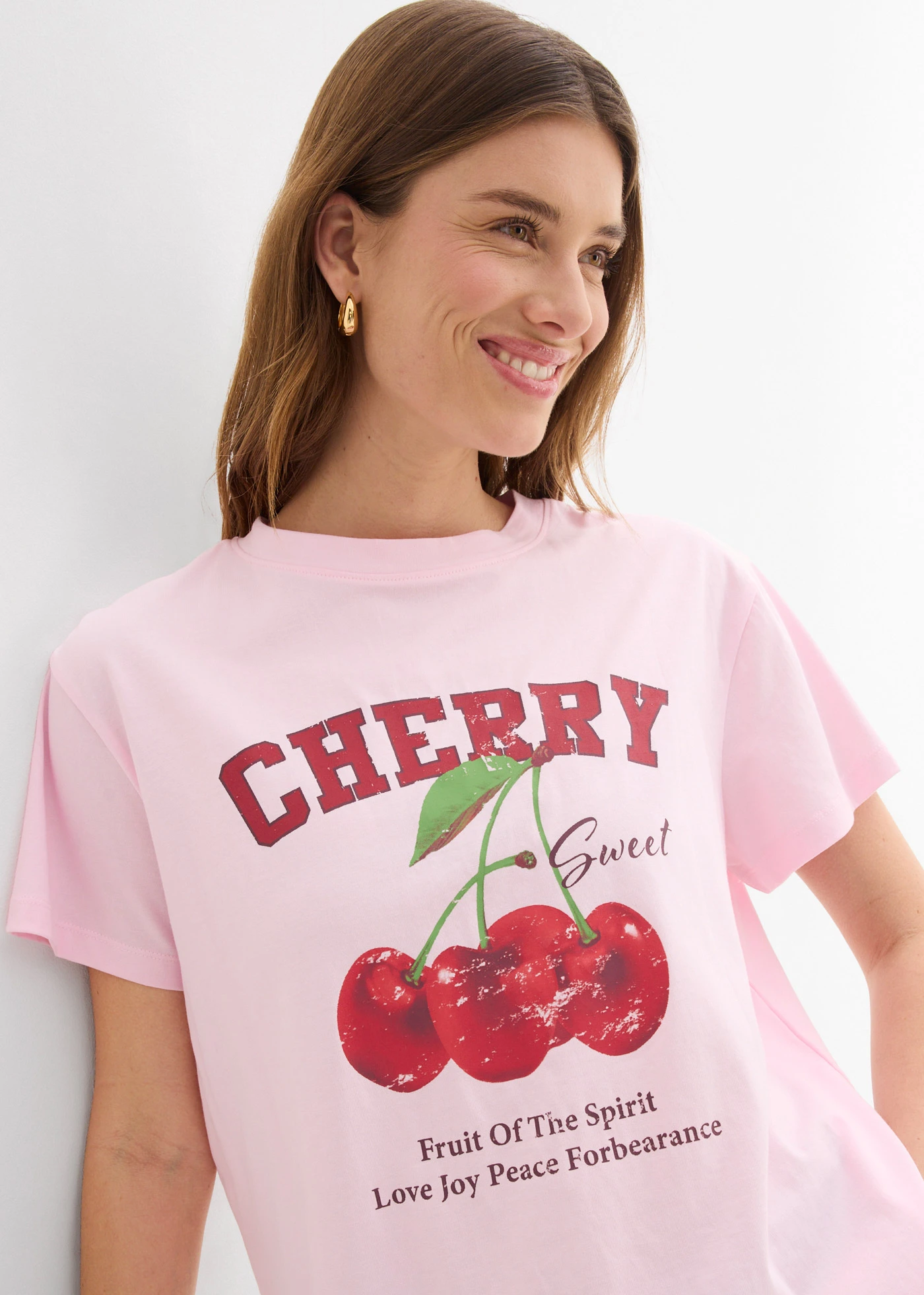 T-shirt van biologisch katoen met een print • kristalroze met print • bonprix online shop