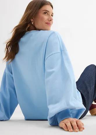Sweat oversize 100% coton • bleu clair-blanc imprimé • Boutique bonprix