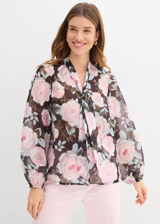 Blouse à lavallière • noir floral • product-page.page-title-suffix