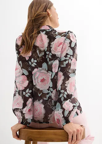Blouse à lavallière • noir floral • Boutique bonprix
