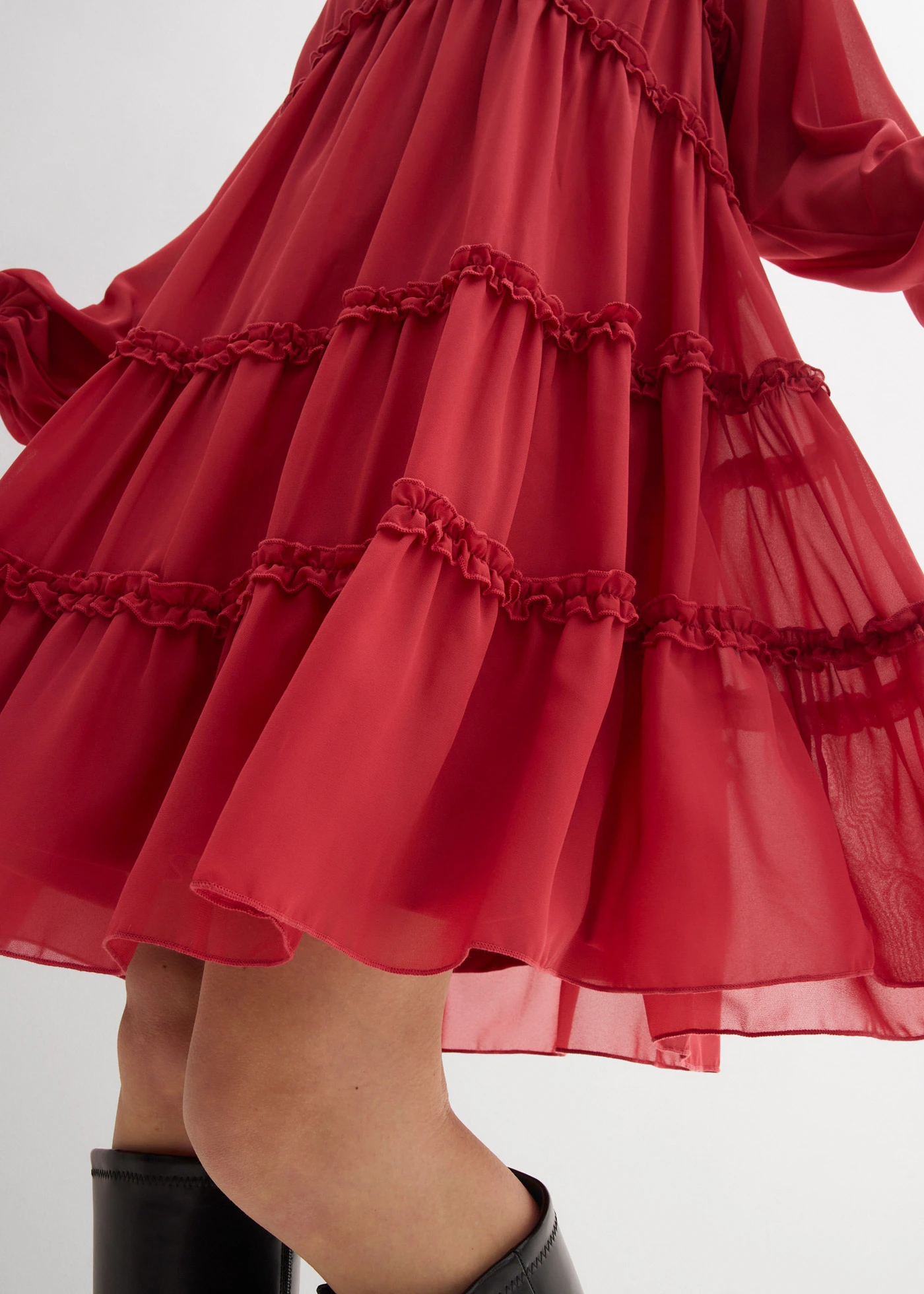 Tuniekjurk van gestructureerde chiffon • kersenrood • bonprix online shop